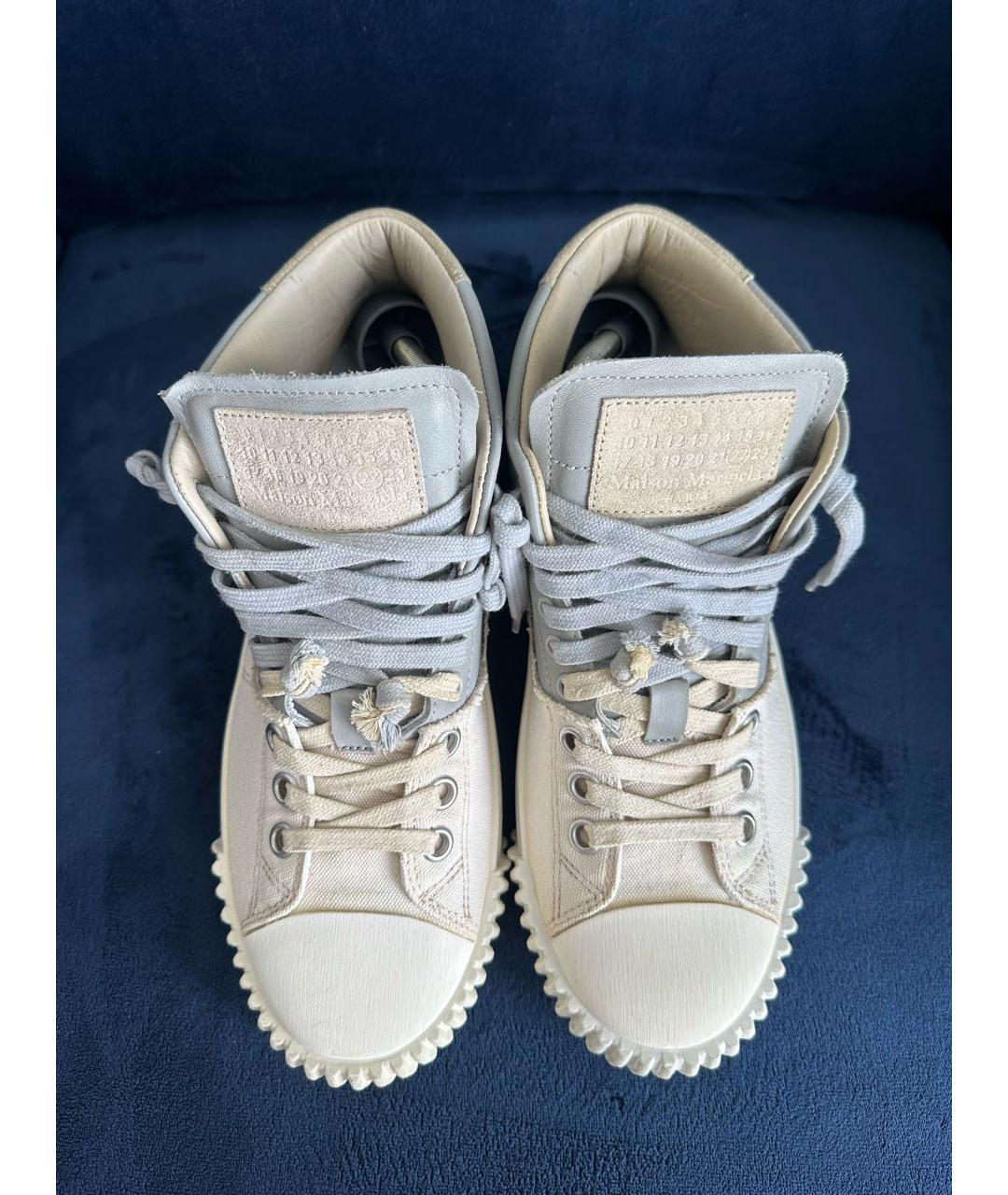 MAISON MARGIELA Бежевые кожаные высокие кроссовки / кеды, фото 2