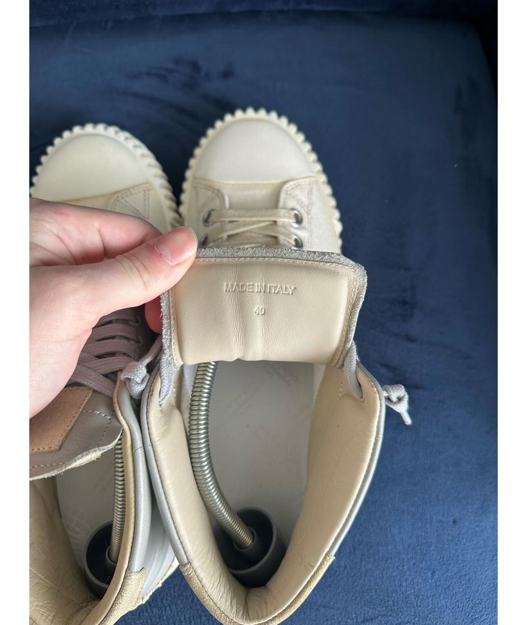 MAISON MARGIELA Бежевые кожаные высокие кроссовки / кеды, фото 6