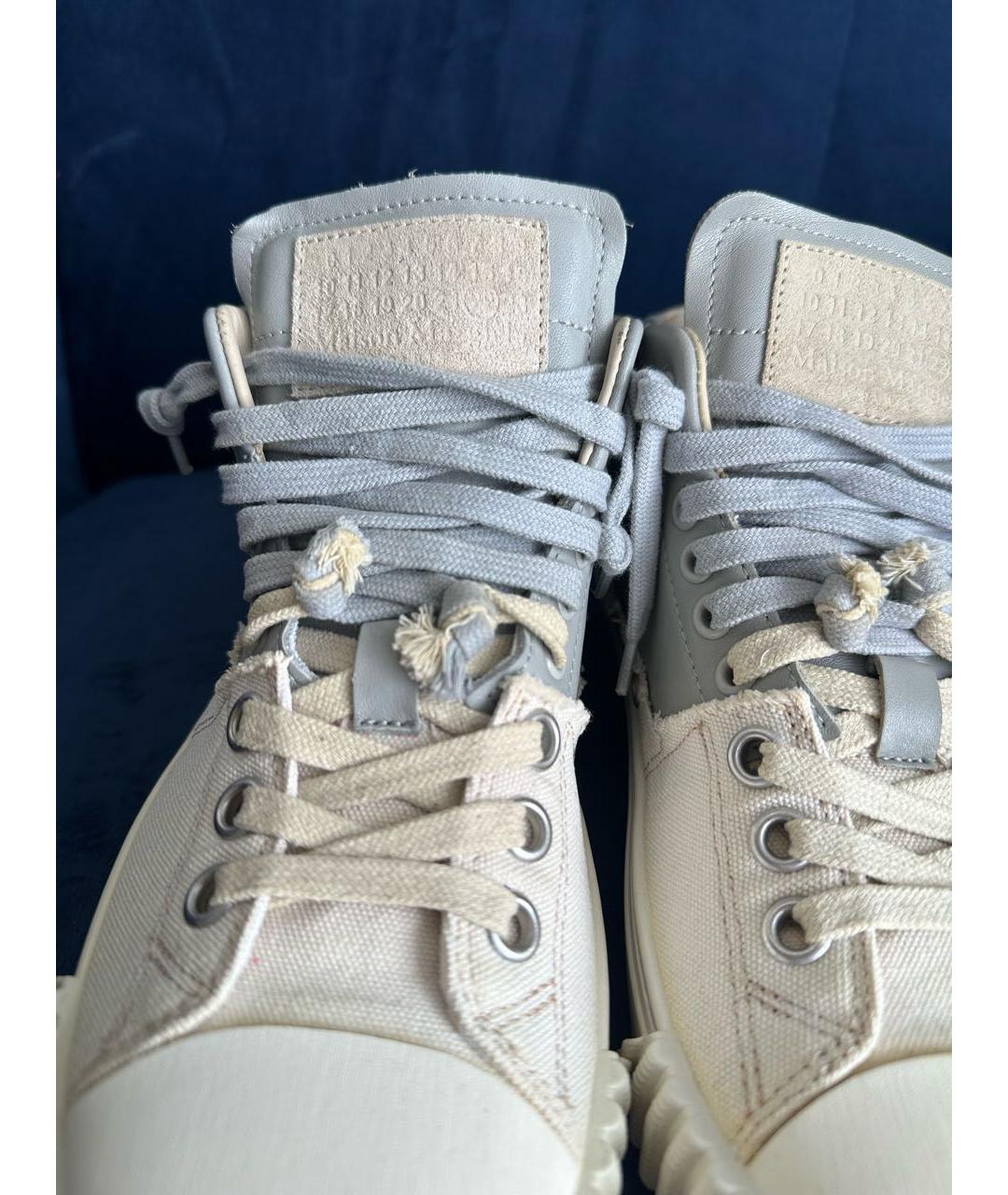 MAISON MARGIELA Бежевые кожаные высокие кроссовки / кеды, фото 5