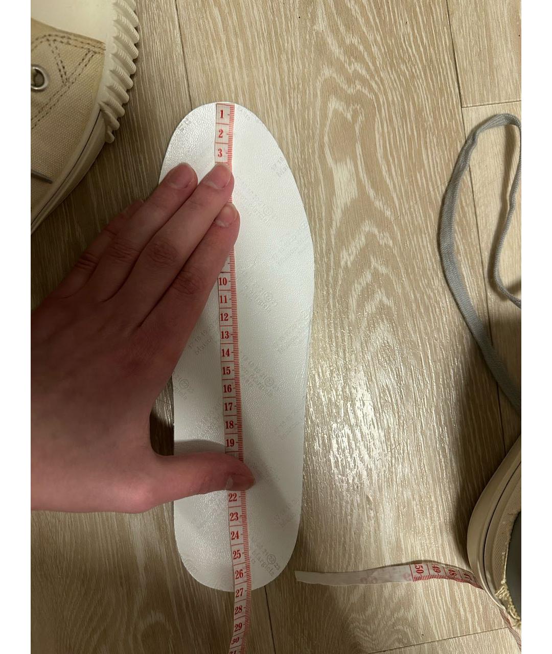 MAISON MARGIELA Бежевые кожаные высокие кроссовки / кеды, фото 8