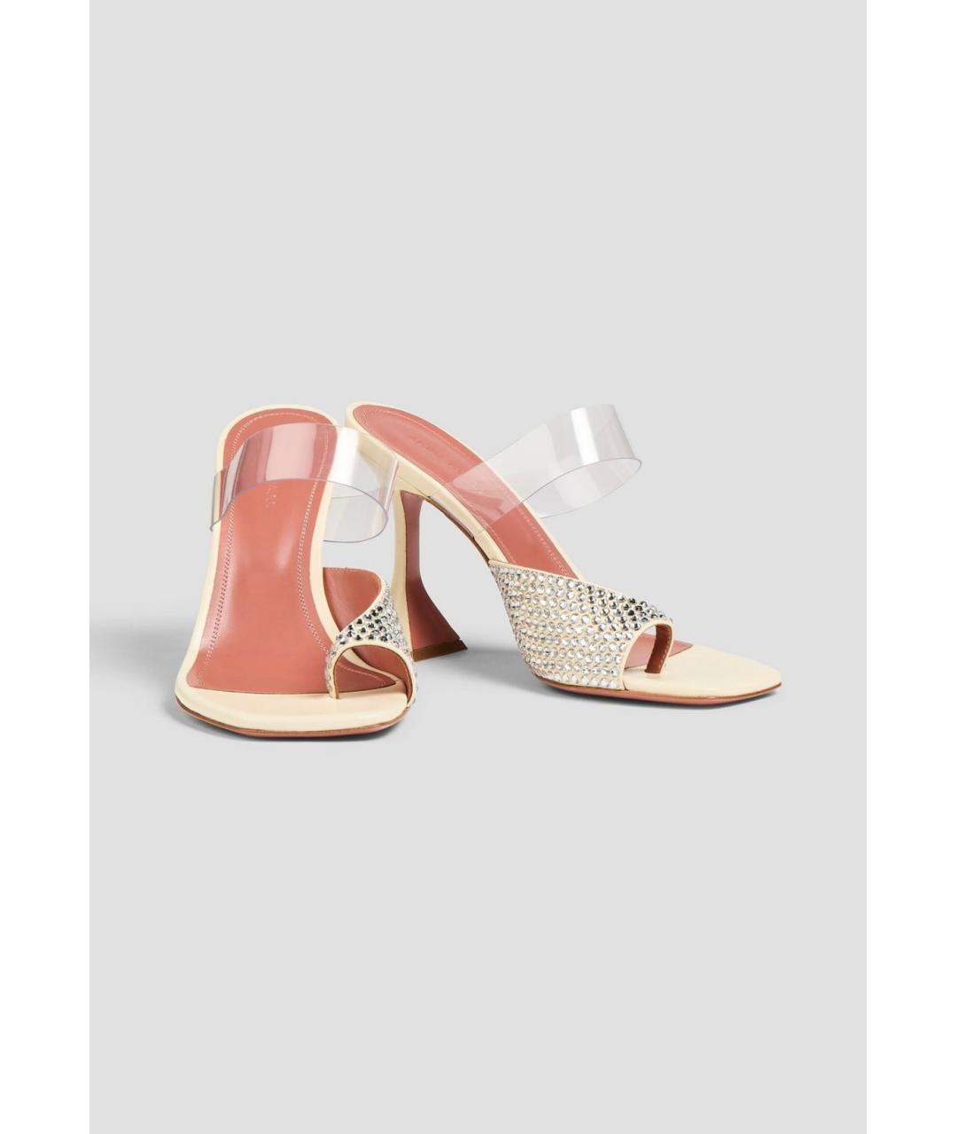 Amina Muaddi Желтые текстильные мюли, фото 2