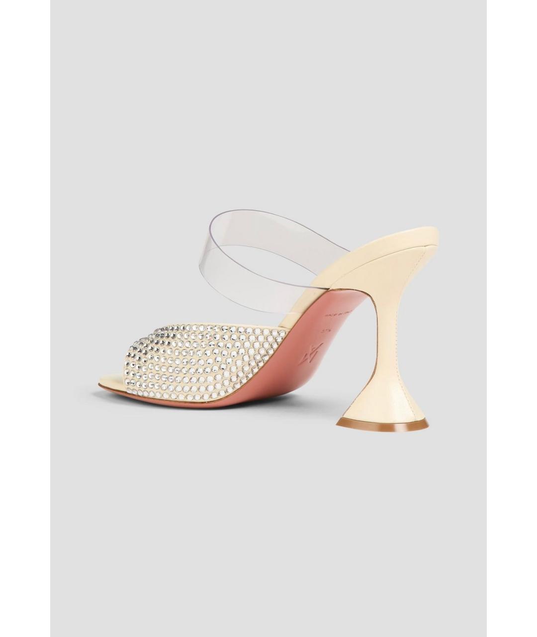 Amina Muaddi Желтые текстильные мюли, фото 3