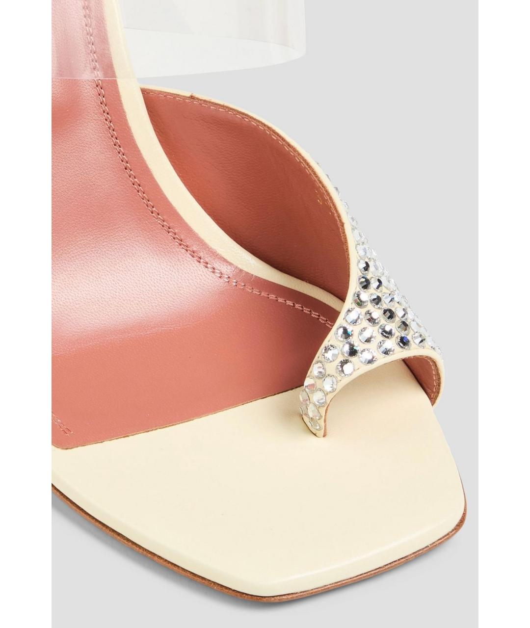 Amina Muaddi Желтые текстильные мюли, фото 4