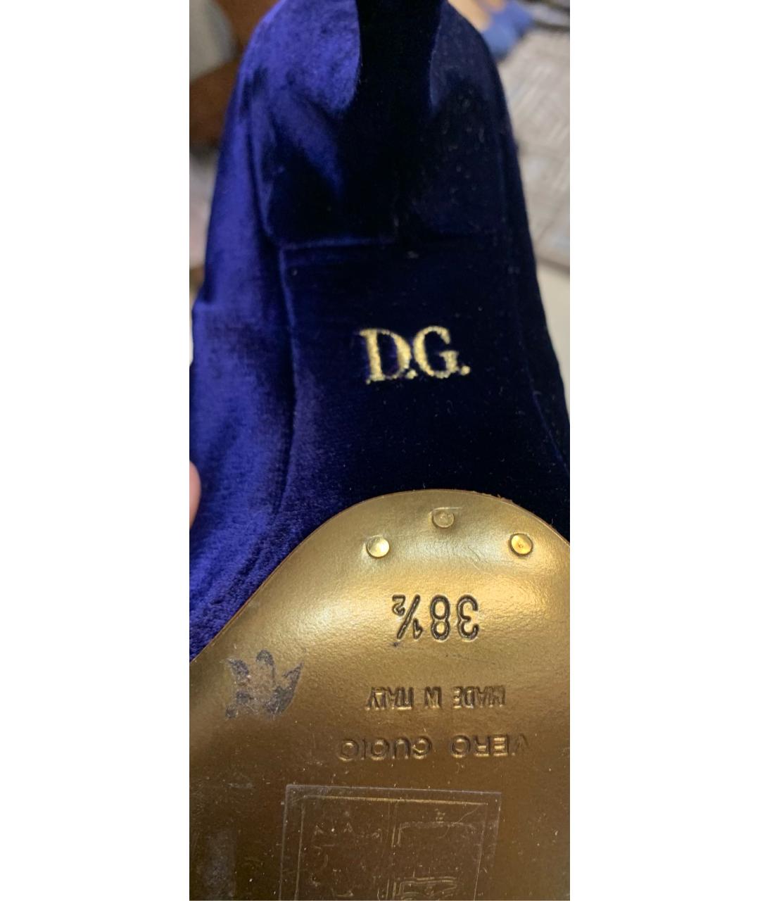DOLCE&GABBANA Синие бархатные туфли, фото 6