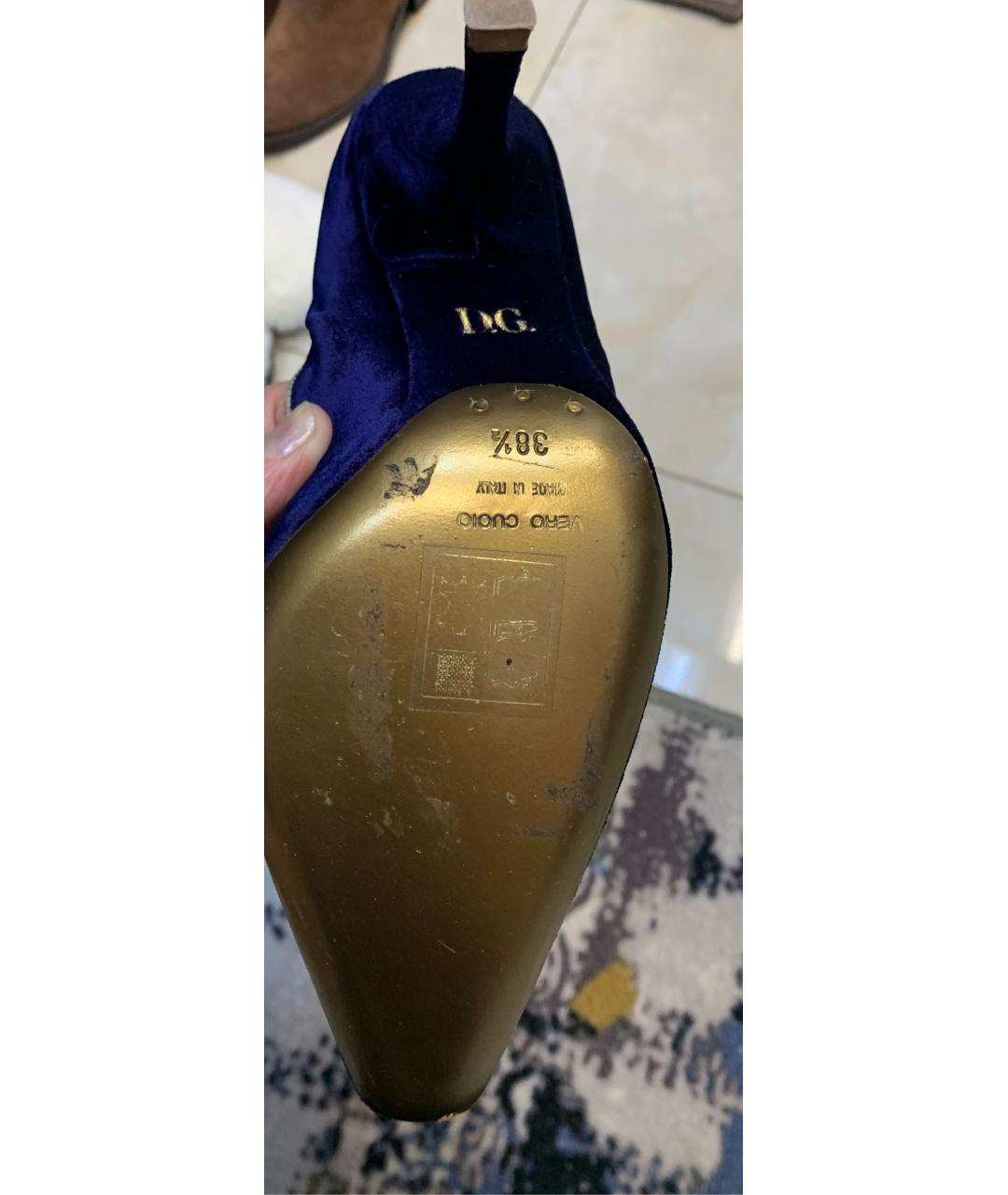 DOLCE&GABBANA Синие бархатные туфли, фото 7