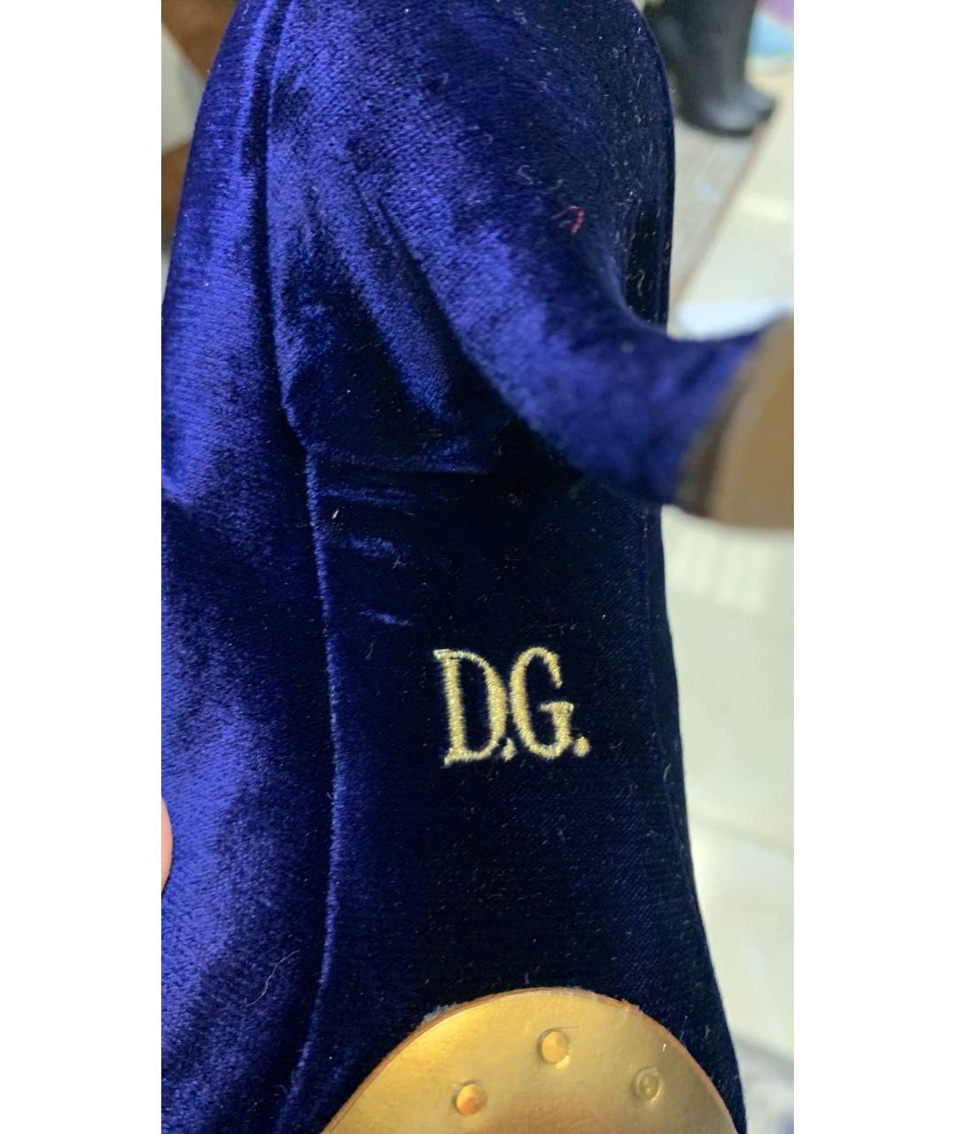 DOLCE&GABBANA Синие бархатные туфли, фото 5