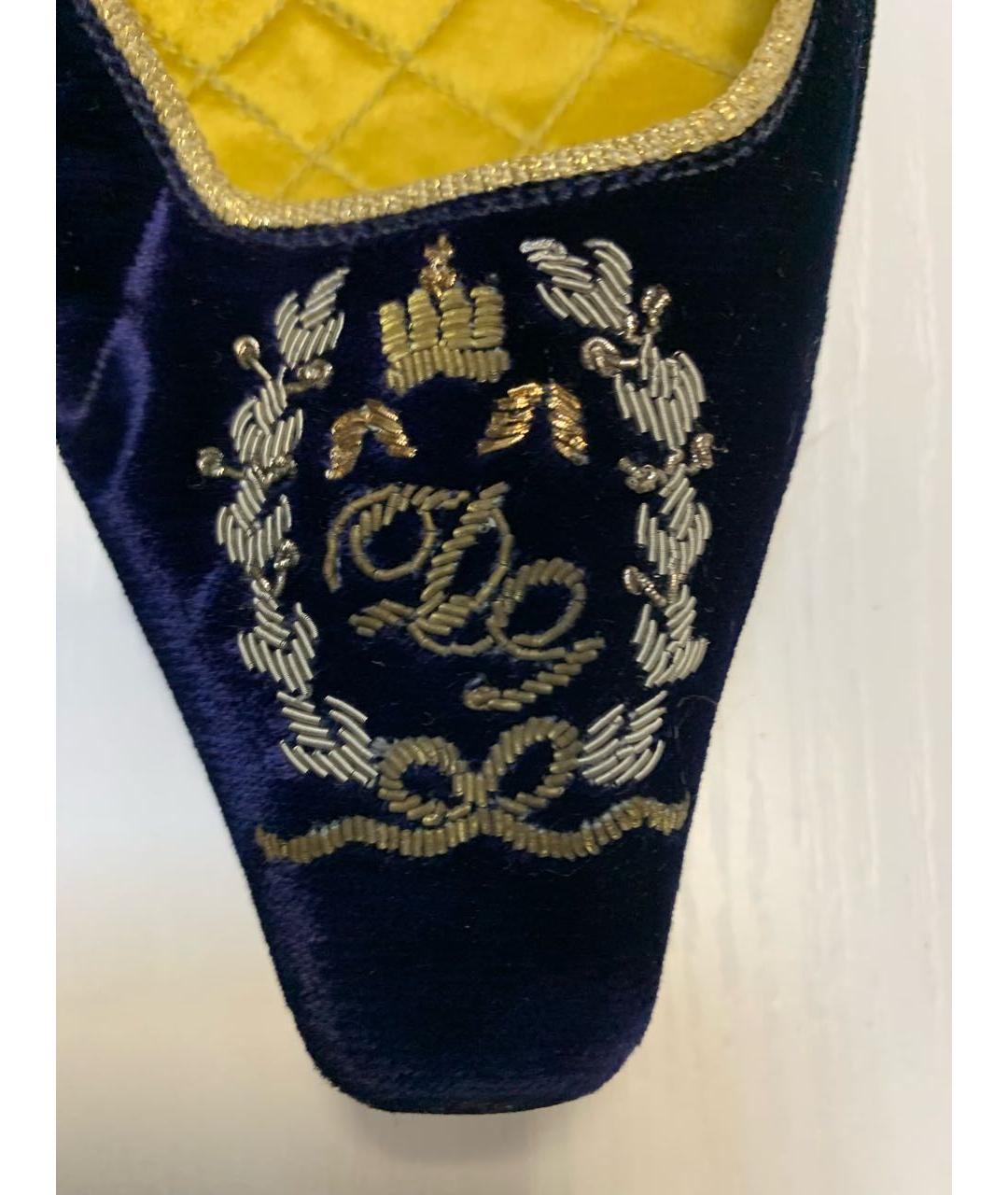 DOLCE&GABBANA Синие бархатные туфли, фото 3