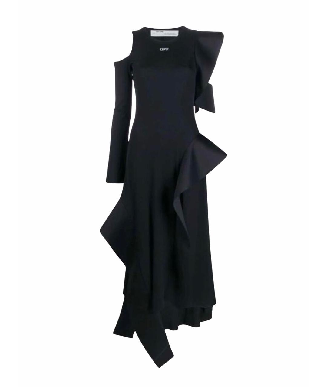 OFF-WHITE Черное полиэстеровое повседневное платье, фото 1