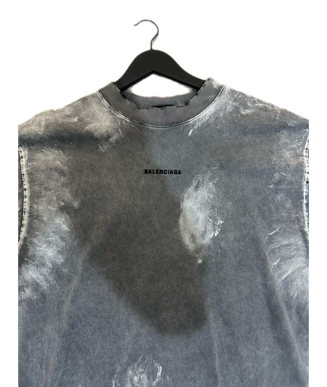 BALENCIAGA Антрацитовая хлопковая футболка, фото 3