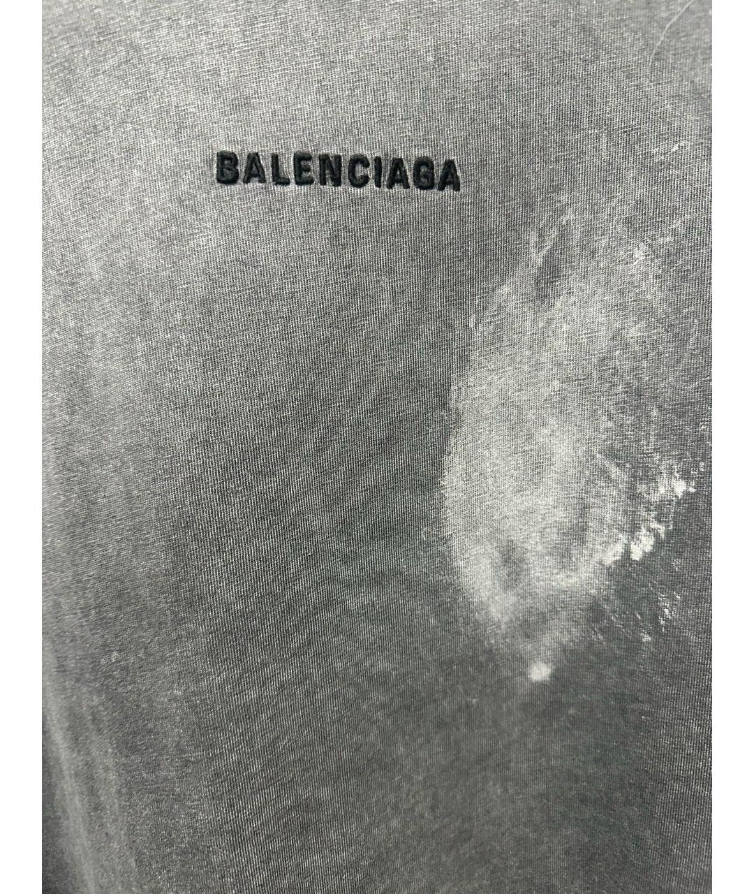 BALENCIAGA Антрацитовая хлопковая футболка, фото 4