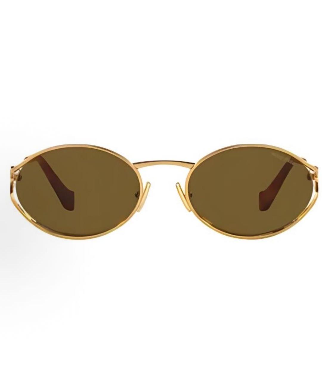 MIU MIU Золотые металлические солнцезащитные очки, фото 2