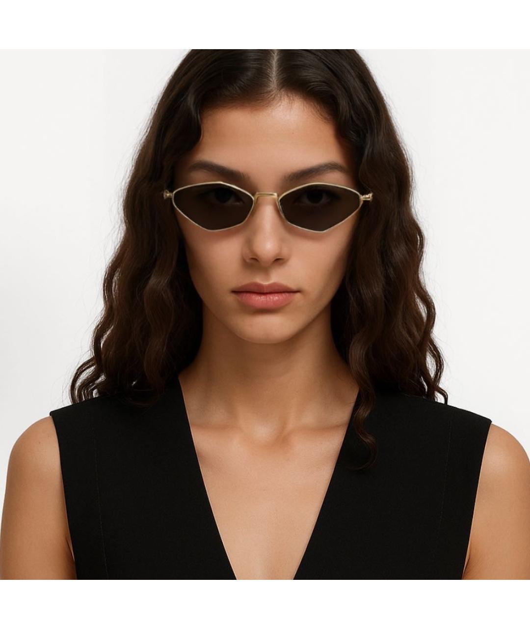 MIU MIU Золотые металлические солнцезащитные очки, фото 2