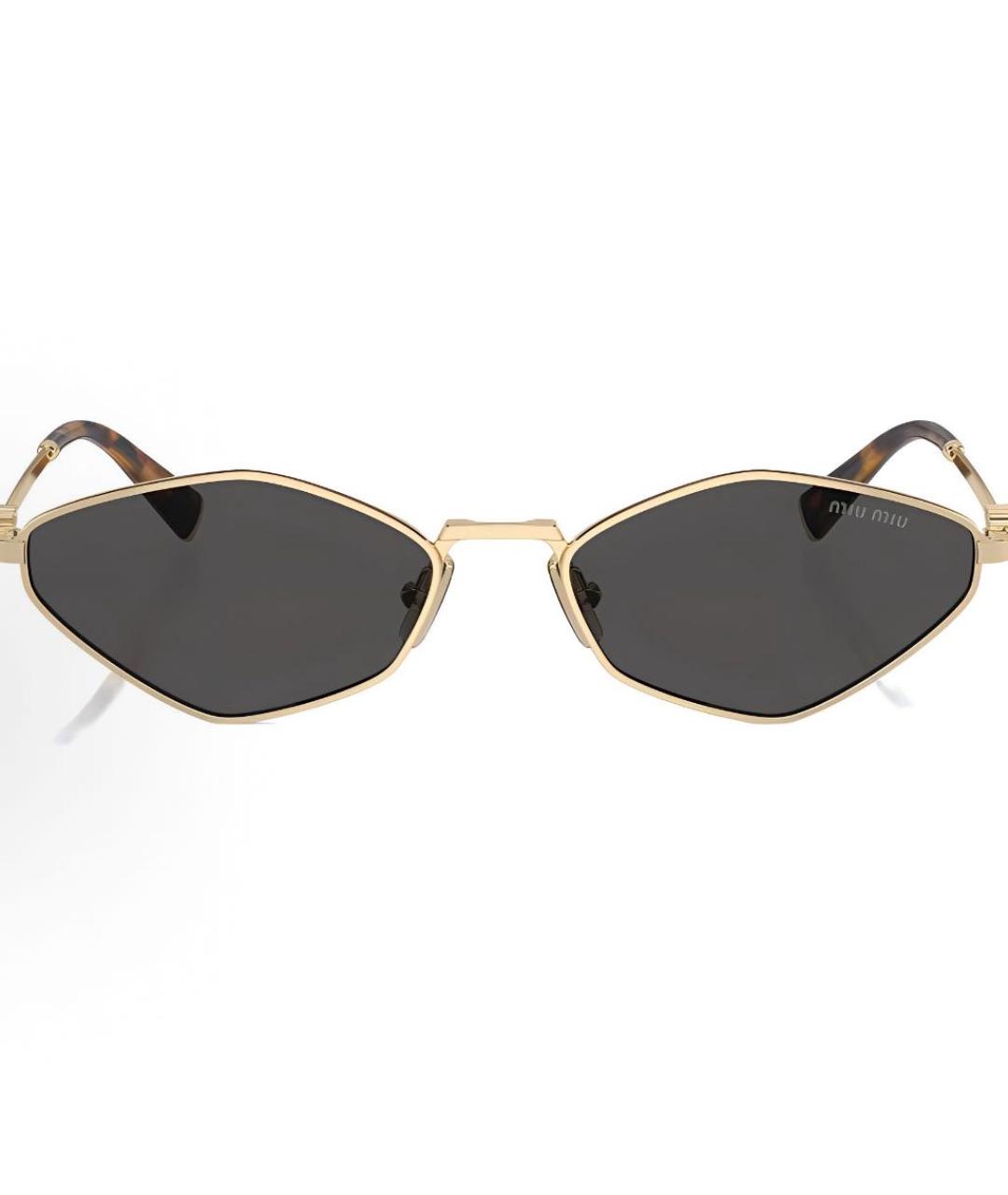 MIU MIU Золотые металлические солнцезащитные очки, фото 3