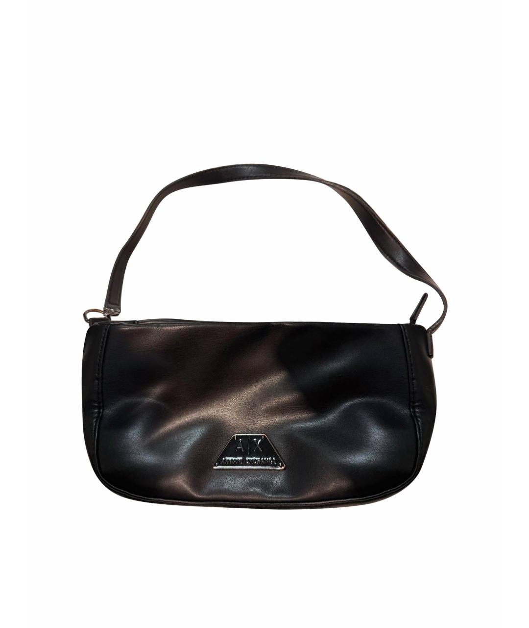 ARMANI EXCHANGE Черная кожаная сумка с короткими ручками, фото 1
