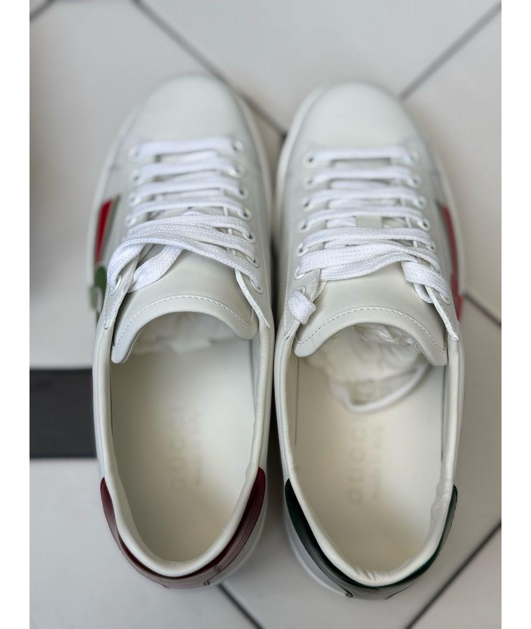 GUCCI Белые кожаные кеды, фото 3