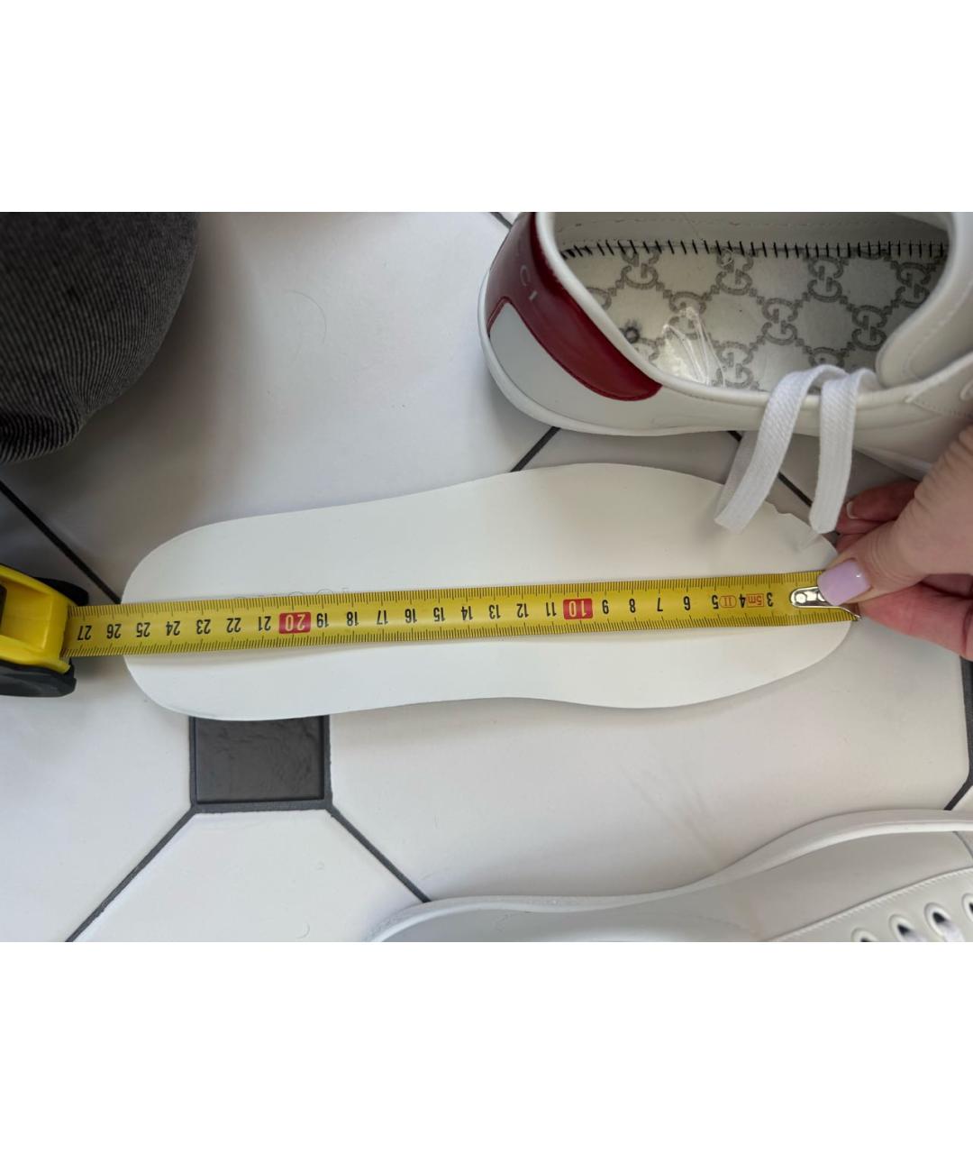 GUCCI Белые кожаные кеды, фото 6