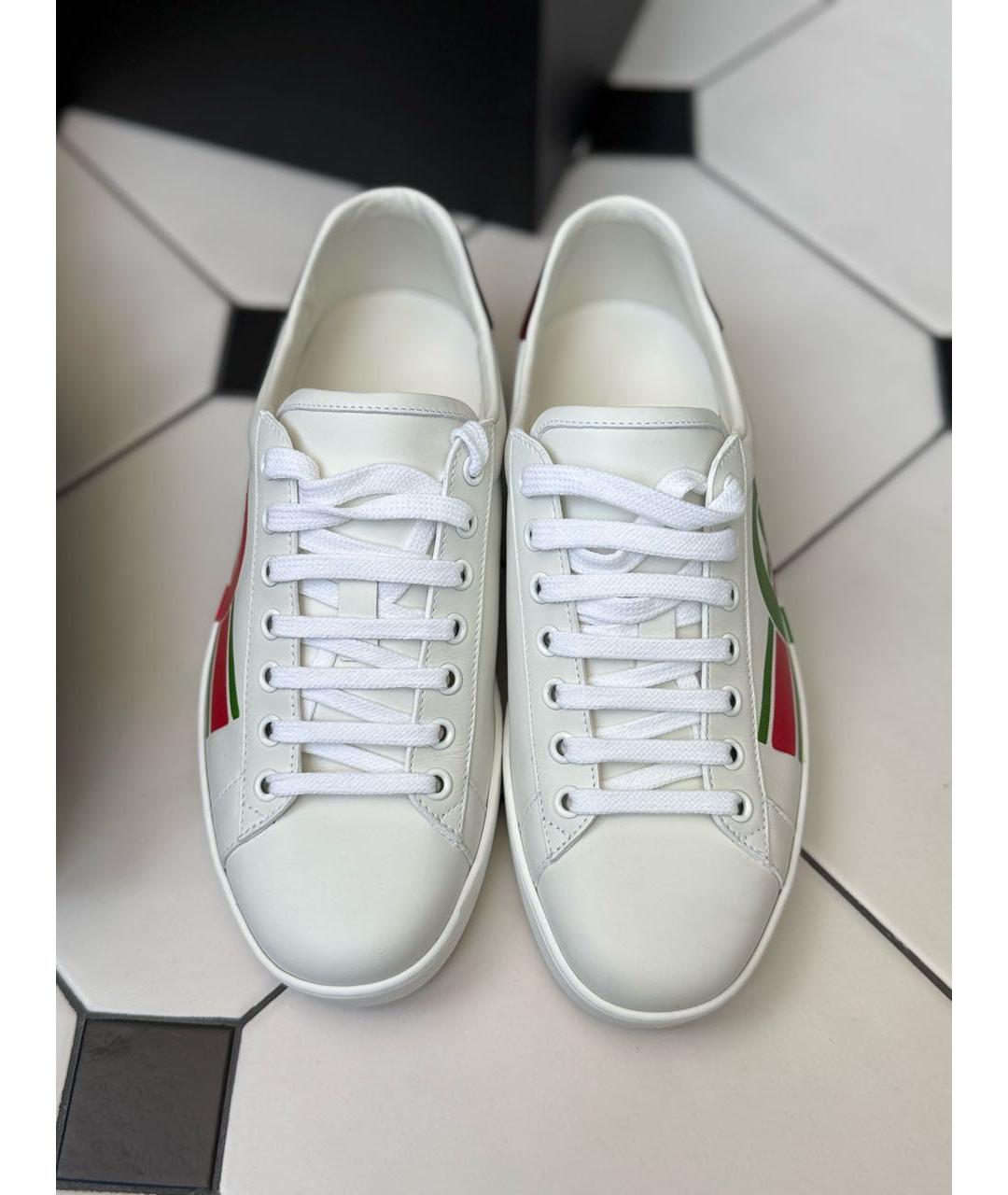 GUCCI Белые кожаные кеды, фото 2