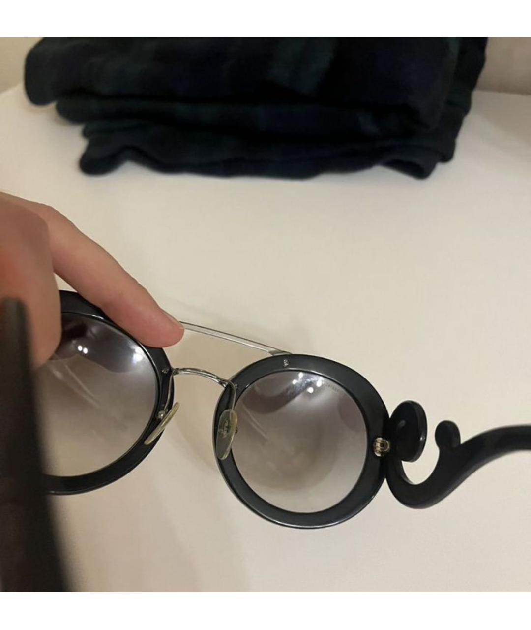 PRADA Черные пластиковые солнцезащитные очки, фото 7