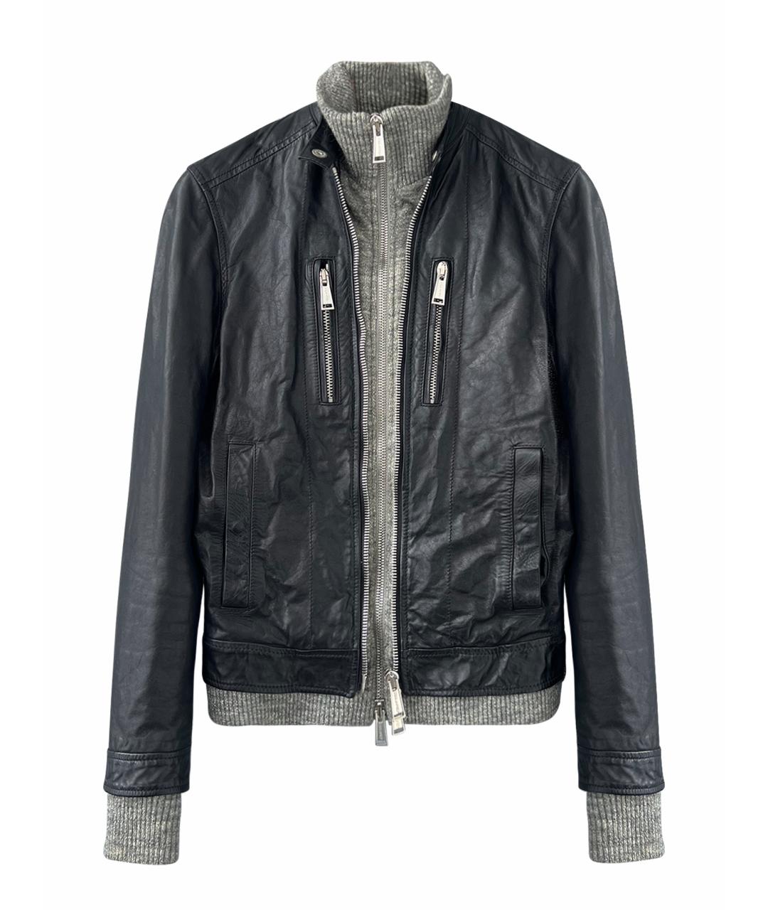 DSQUARED2 Черная кожаная куртка, фото 1