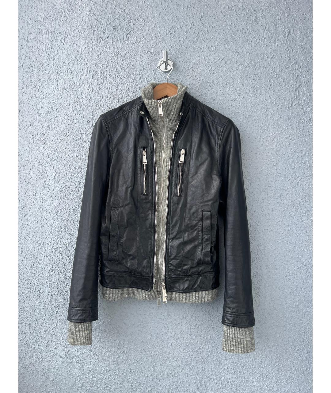 DSQUARED2 Черная кожаная куртка, фото 10