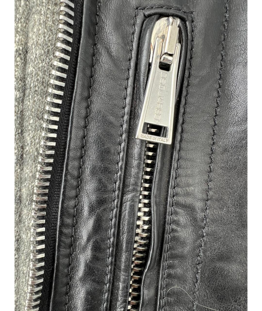 DSQUARED2 Черная кожаная куртка, фото 2