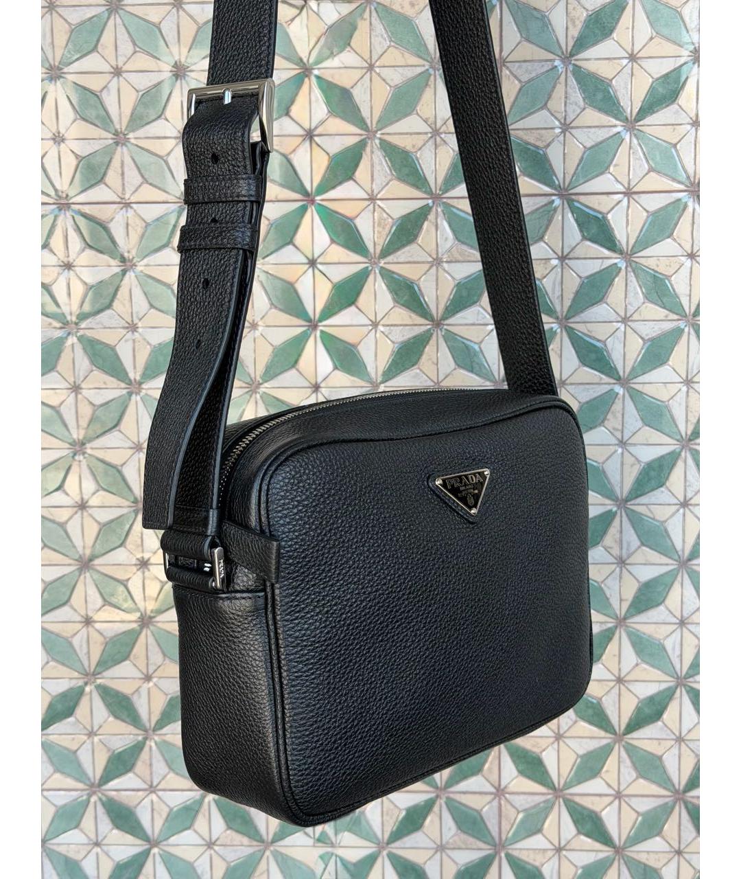 PRADA Черная кожаная сумка на плечо, фото 2
