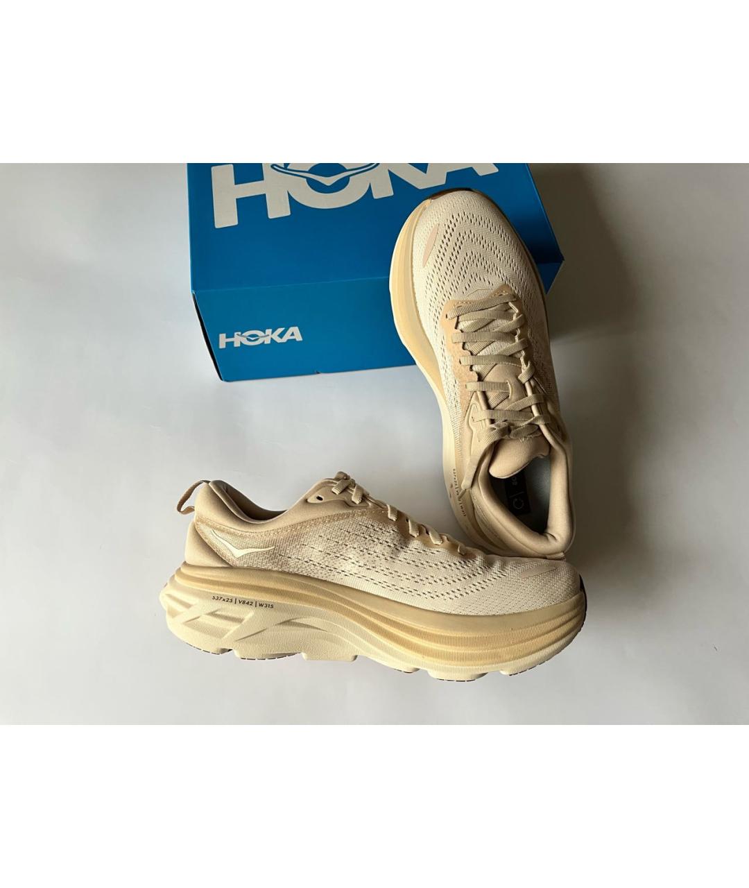 HOKA Бежевые синтетические низкие кроссовки / кеды, фото 5