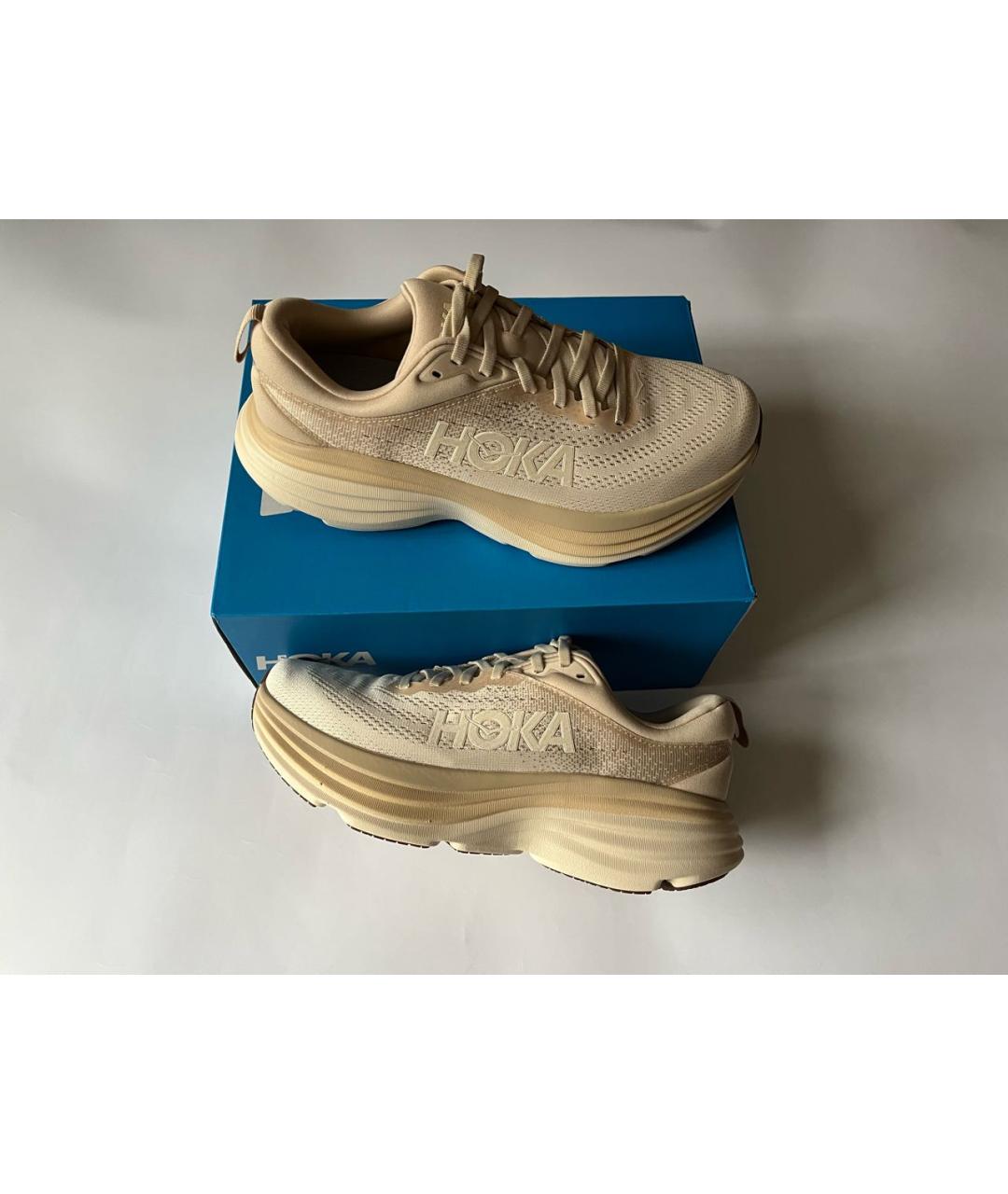 HOKA Бежевые синтетические низкие кроссовки / кеды, фото 3