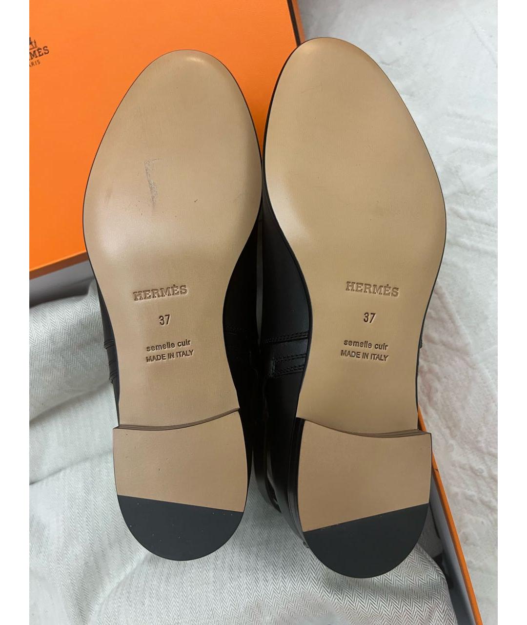 HERMES Черные кожаные ботинки, фото 7