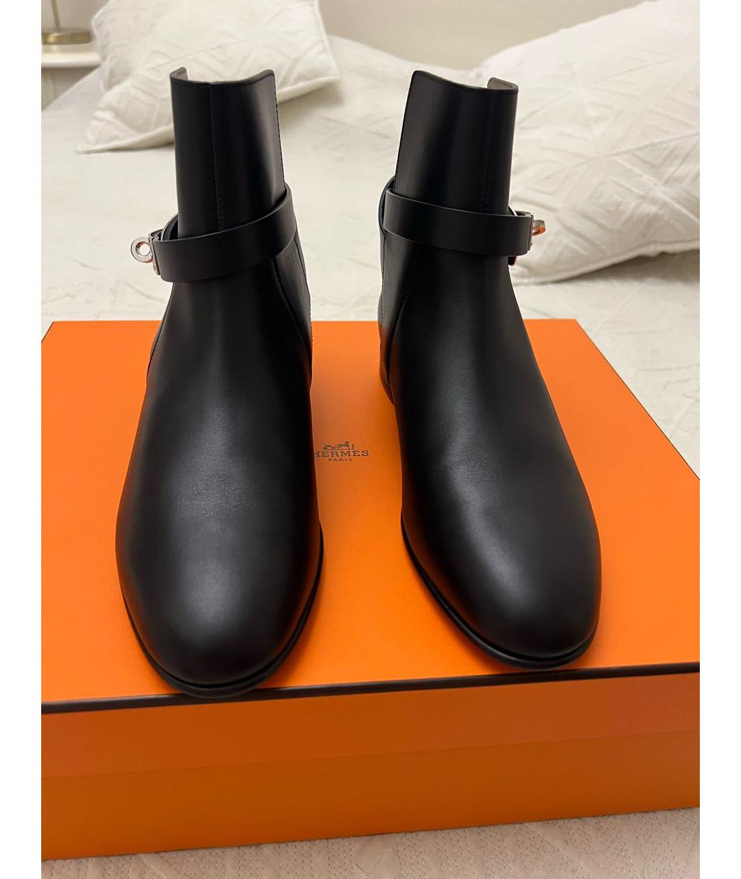 HERMES Черные кожаные ботинки, фото 2