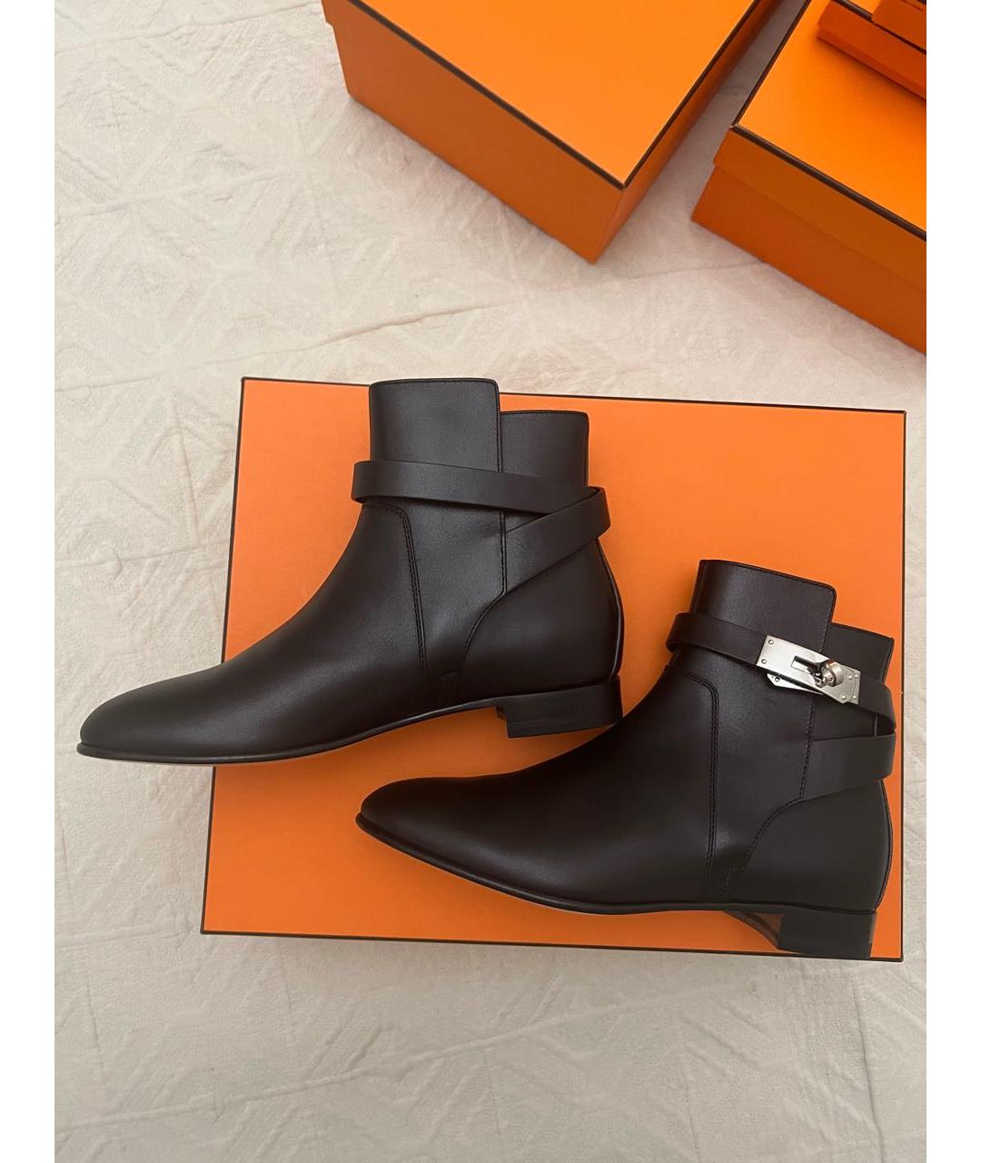 HERMES Черные кожаные ботинки, фото 5