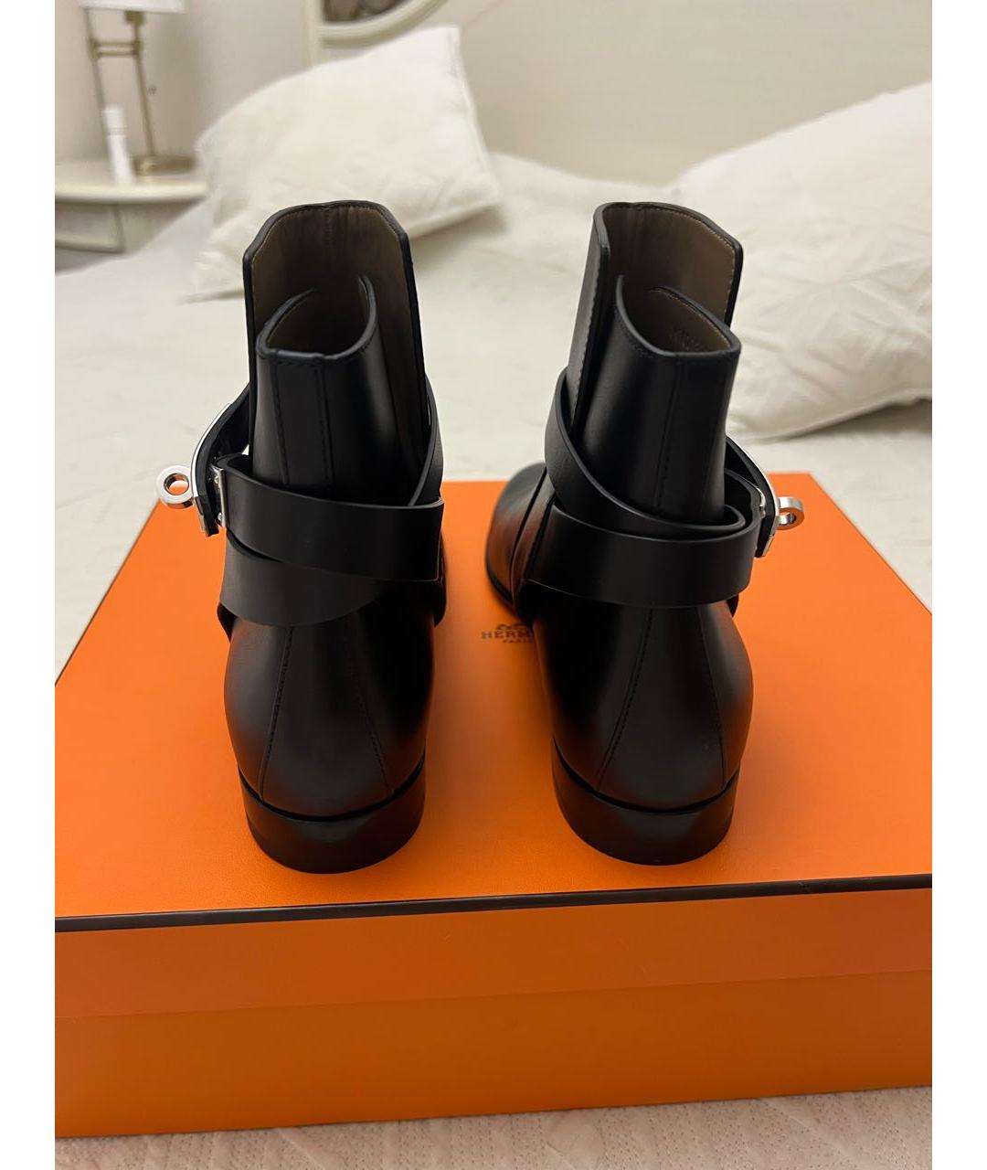 HERMES Черные кожаные ботинки, фото 3
