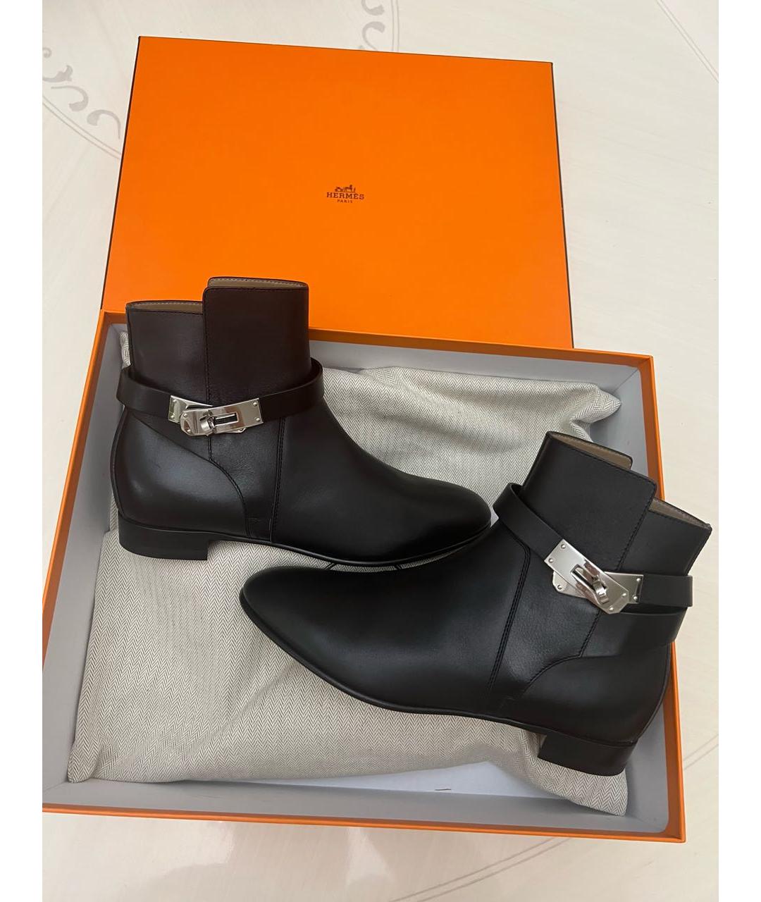 HERMES Черные кожаные ботинки, фото 8