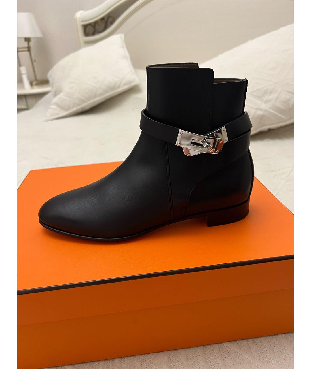 HERMES Черные кожаные ботинки, фото 9
