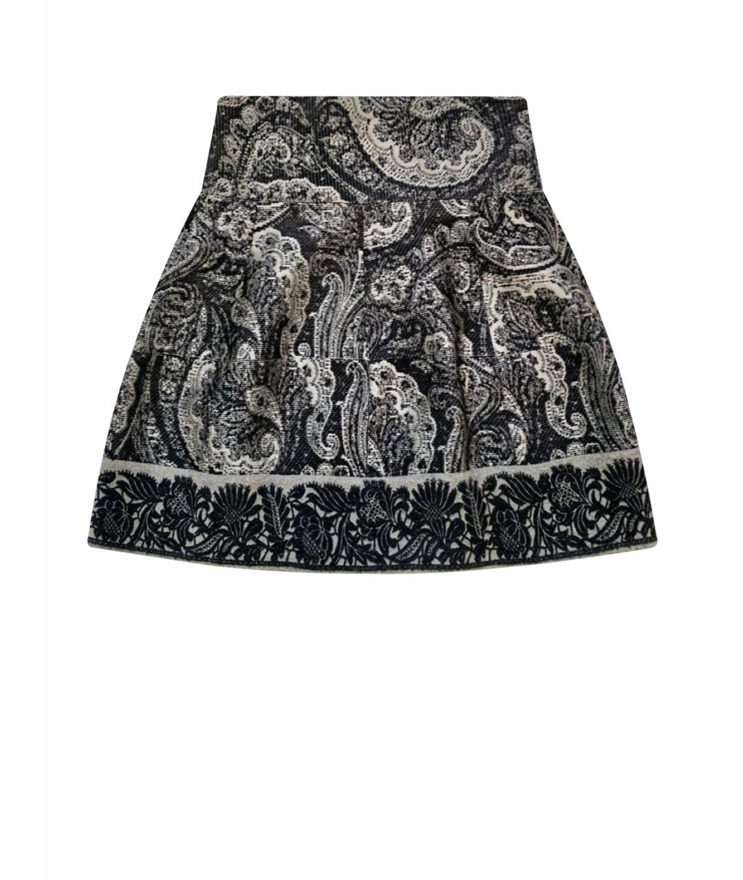 ETRO Серая шерстяная юбка миди, фото 1