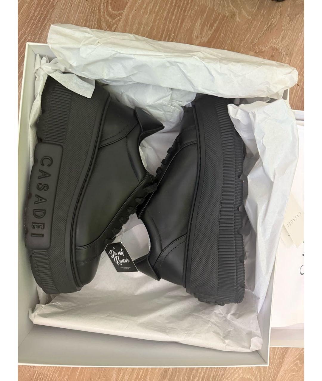 CASADEI Черные кожаные кеды, фото 4