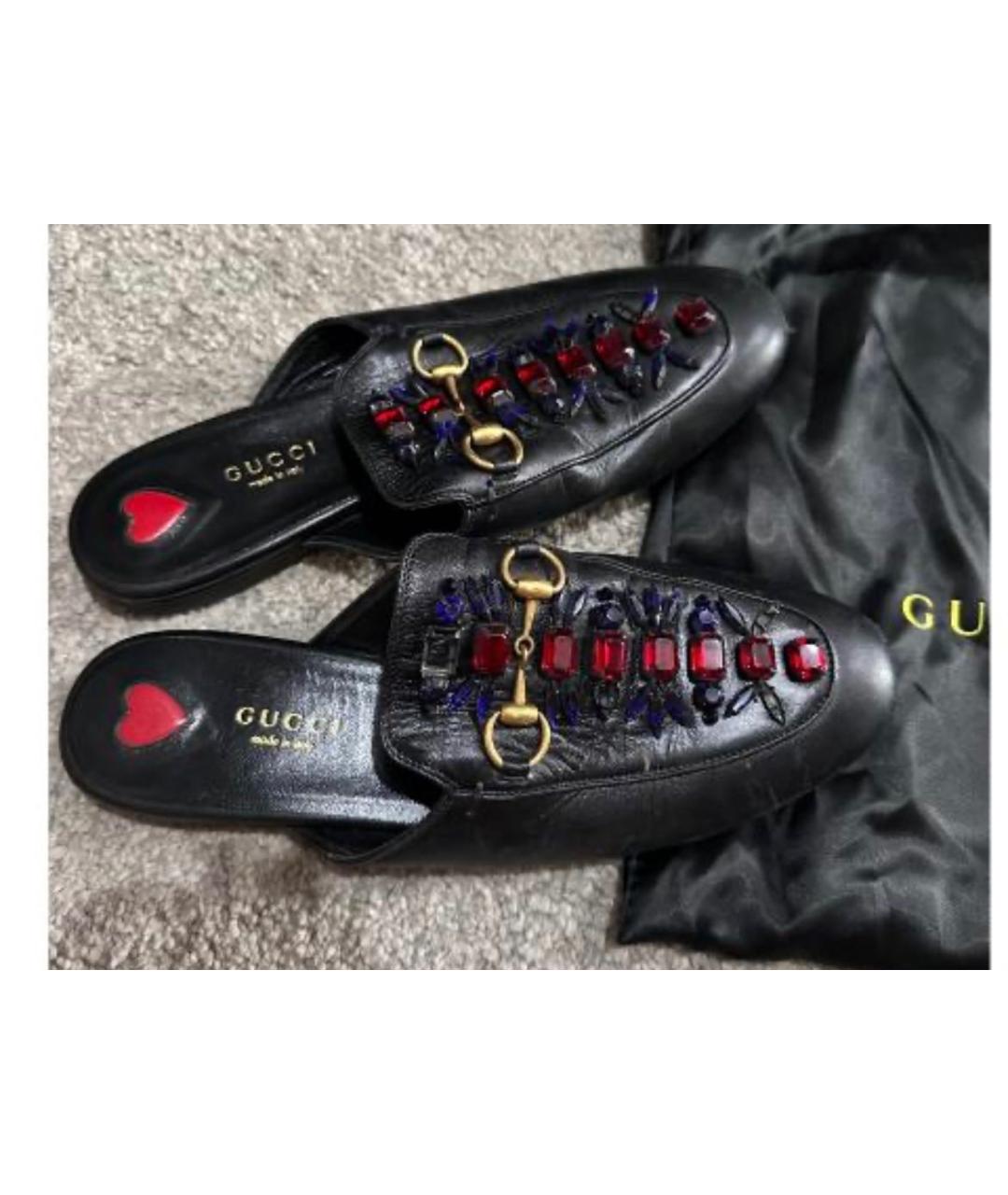 GUCCI Черные кожаные сабо, фото 2