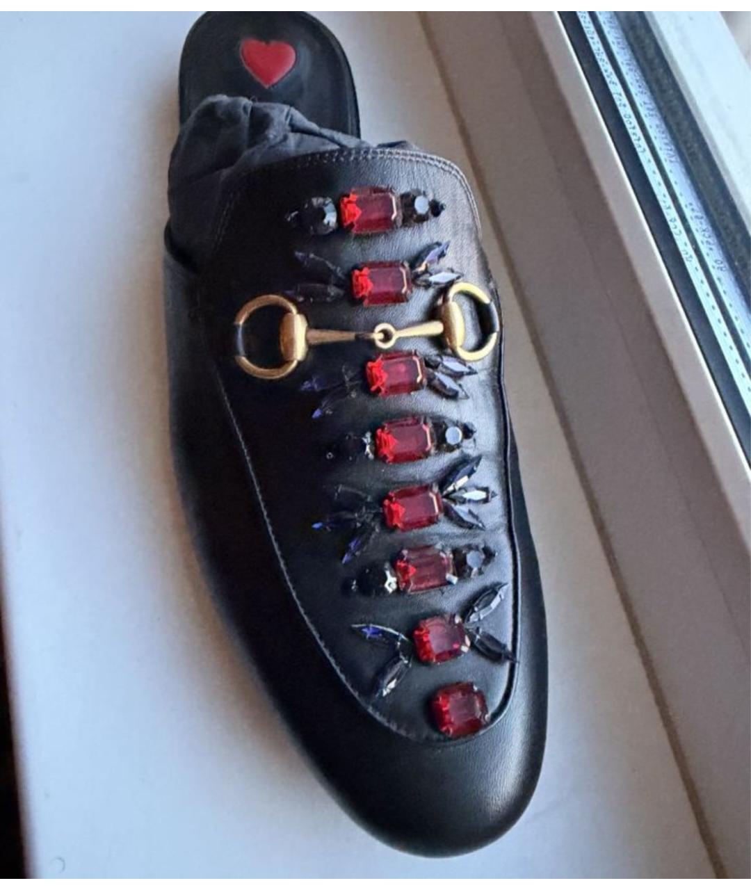 GUCCI Черные кожаные сабо, фото 3