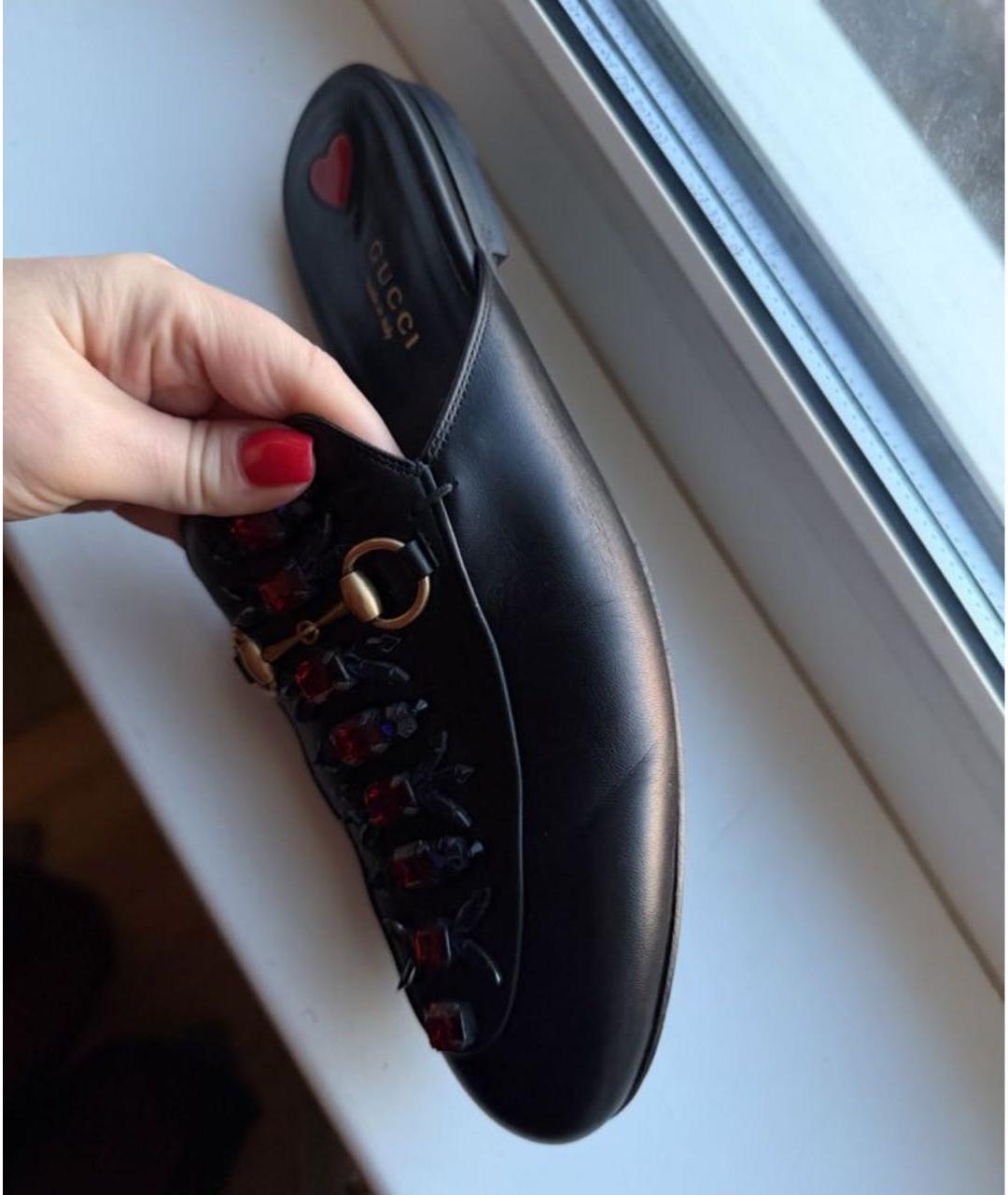 GUCCI Черные кожаные сабо, фото 9