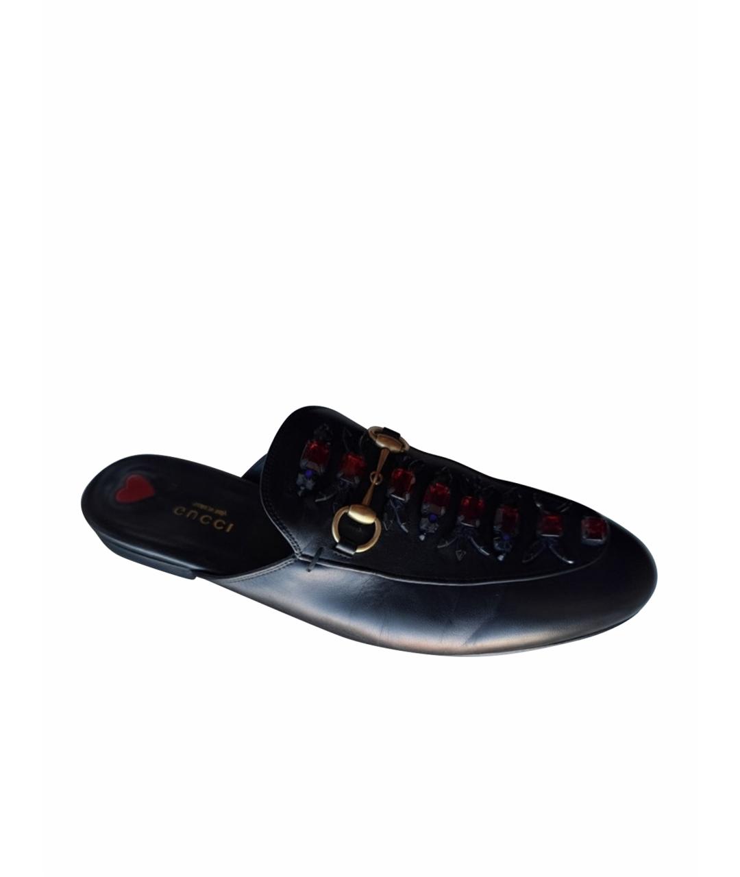 GUCCI Черные кожаные сабо, фото 1