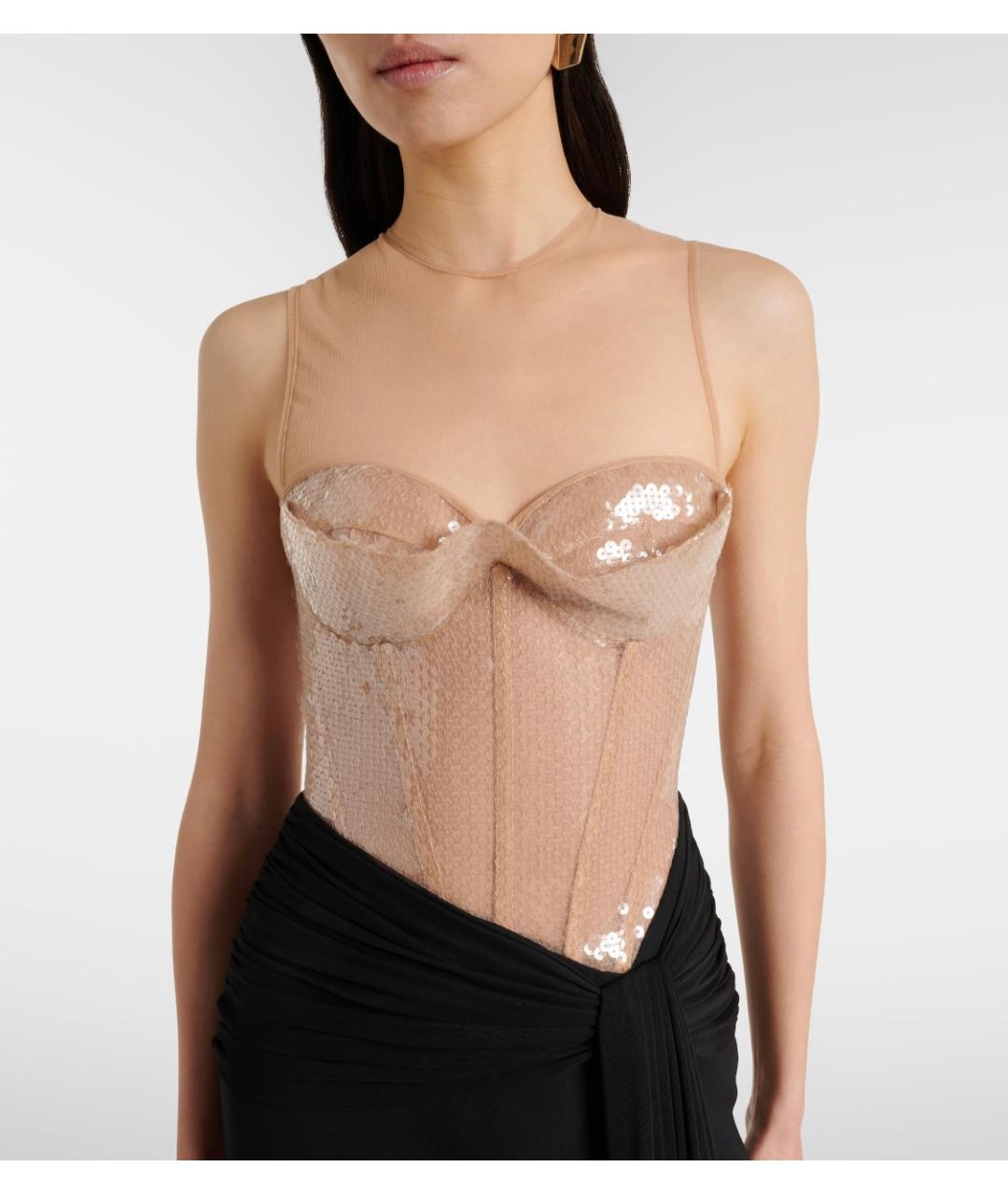 DAVID KOMA Бежевое полиэстеровое коктейльное платье, фото 4