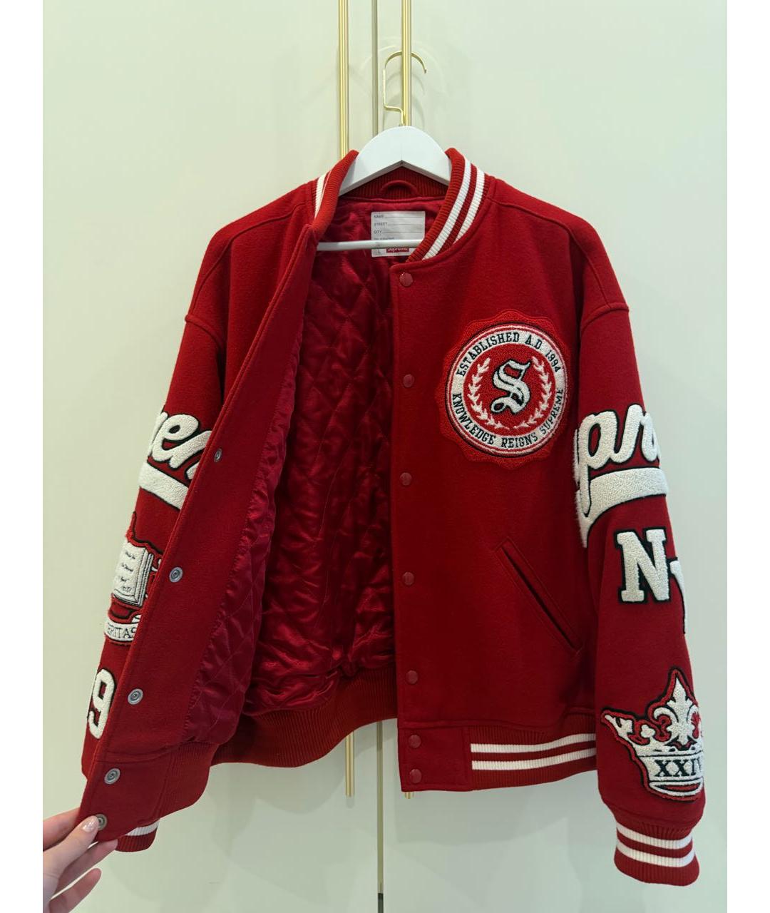 SUPREME Красная шерстяная куртка, фото 4