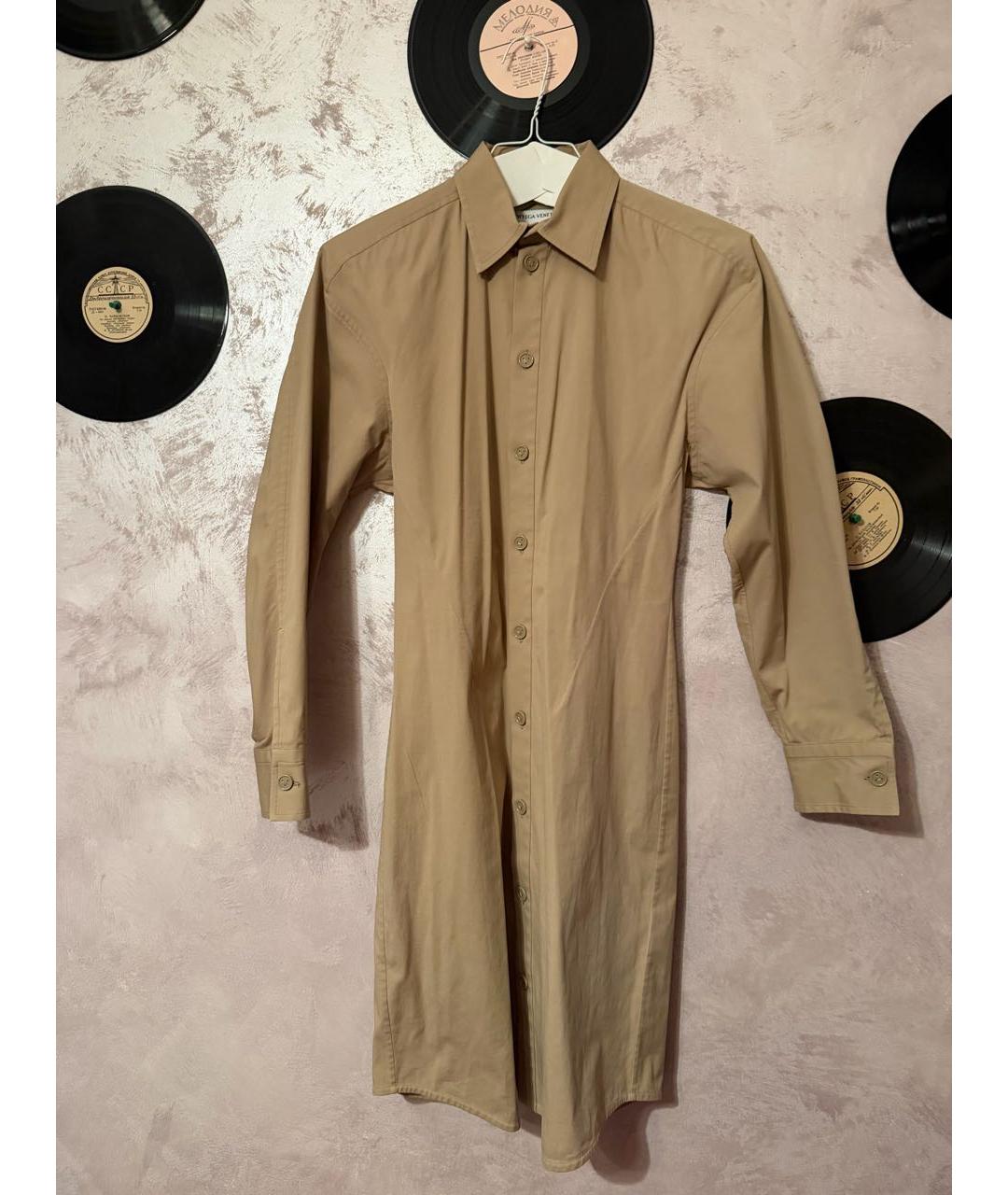 BOTTEGA VENETA Бежевое хлопковое повседневное платье, фото 6