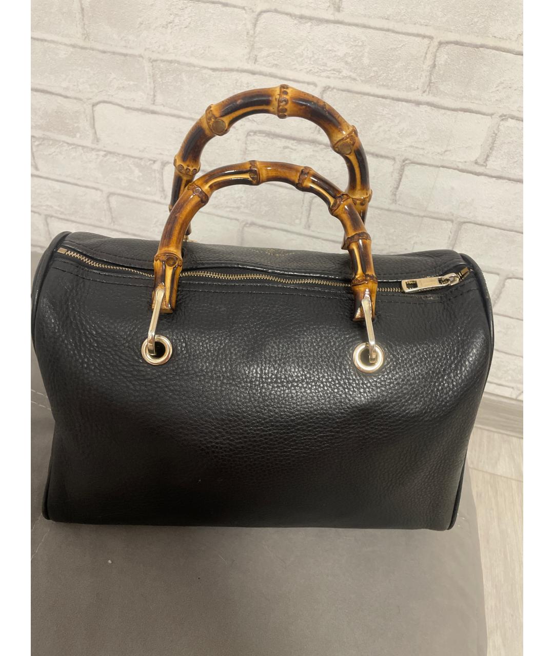 GUCCI Черная кожаная сумка тоут, фото 3