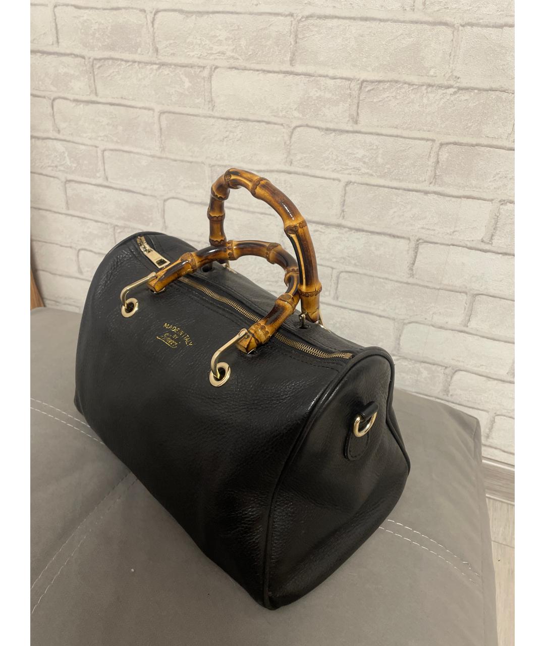 GUCCI Черная кожаная сумка тоут, фото 2