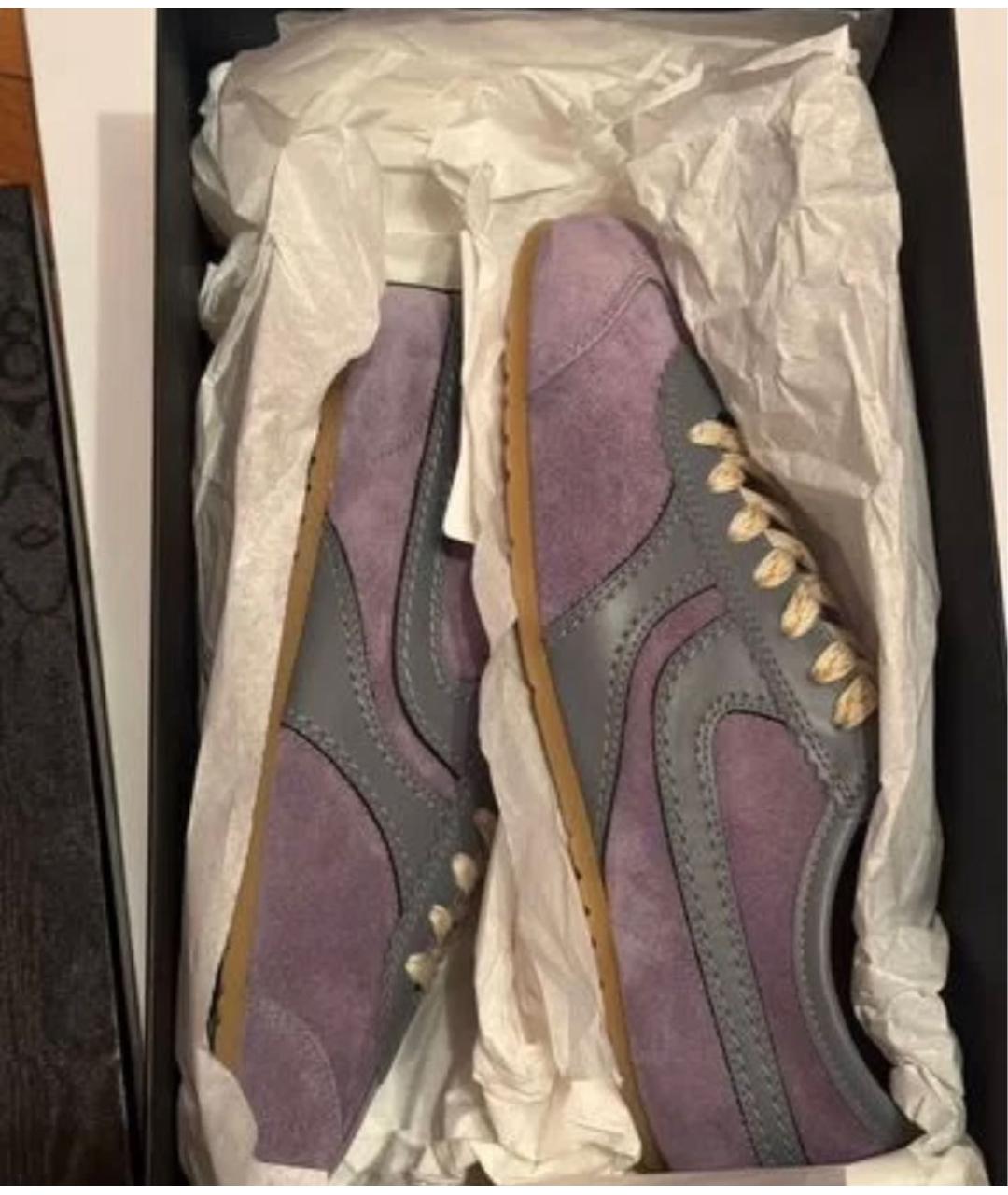 DRIES VAN NOTEN Фиолетовые замшевые кеды, фото 2