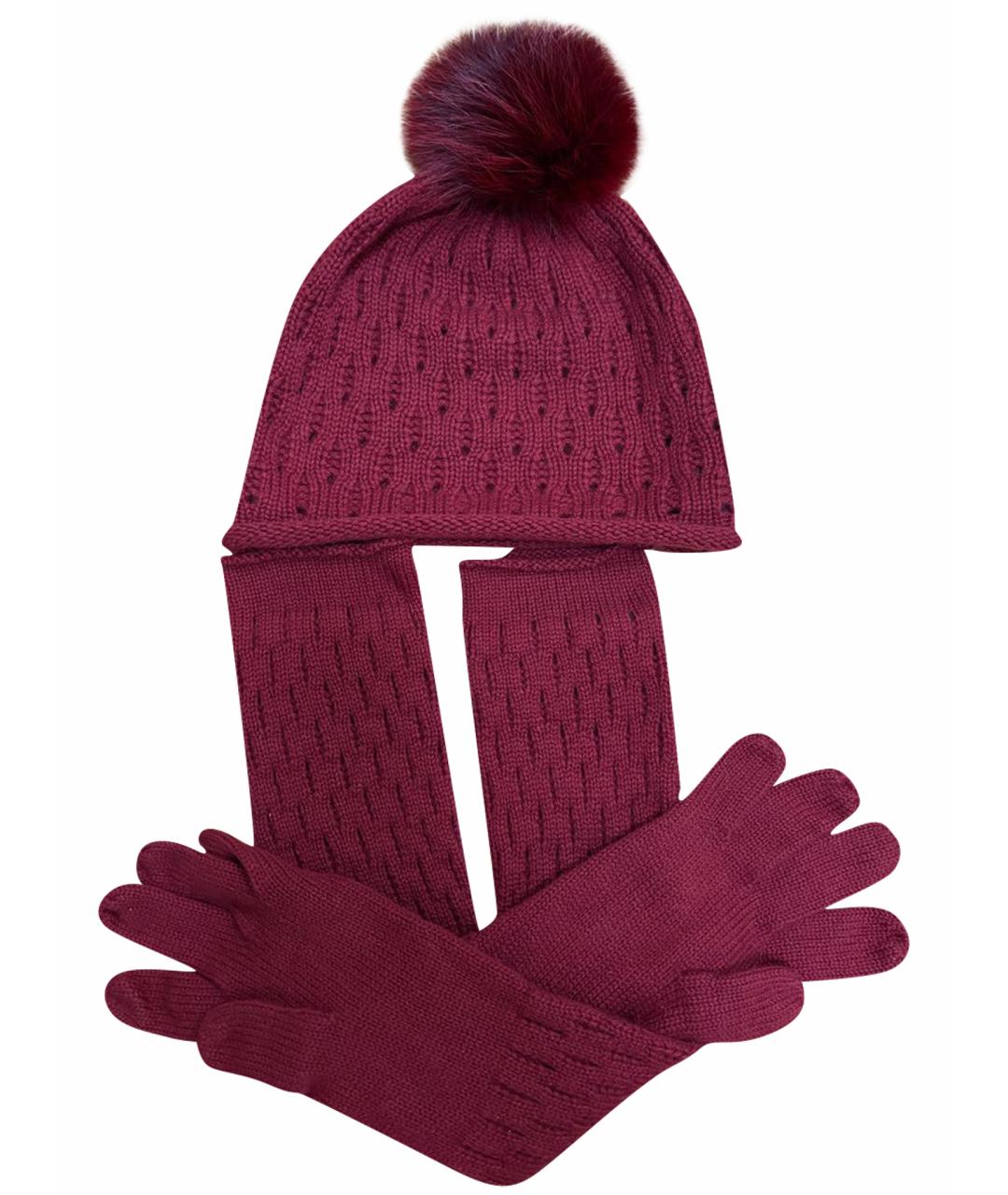 LORO PIANA Бордовая кашемировая шапка, фото 1