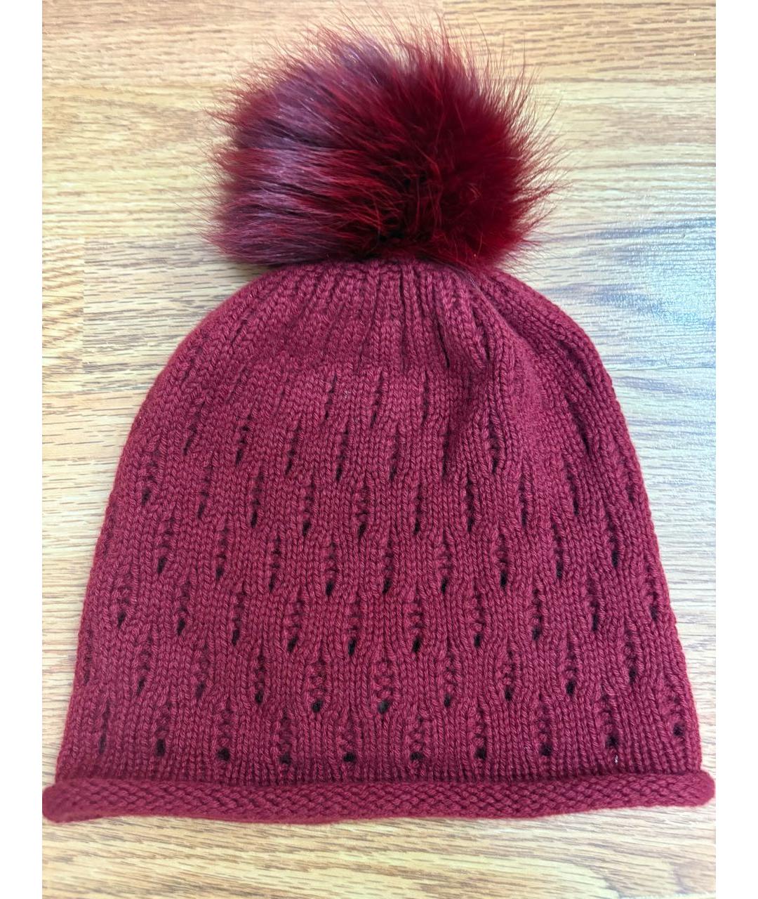 LORO PIANA Бордовая кашемировая шапка, фото 6