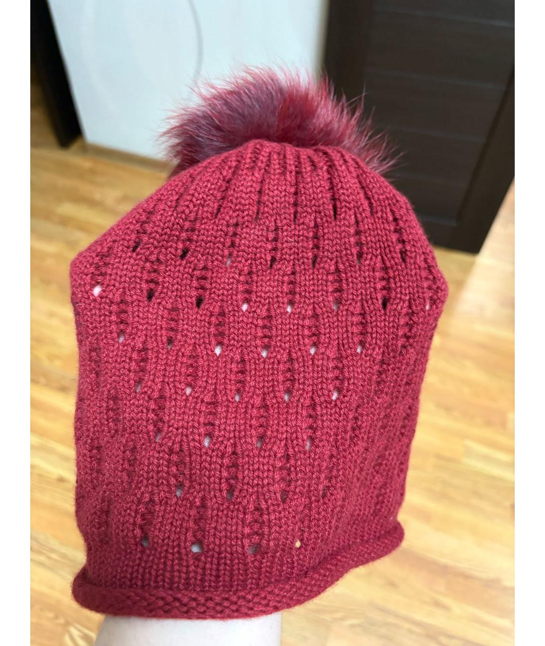 LORO PIANA Бордовая кашемировая шапка, фото 5
