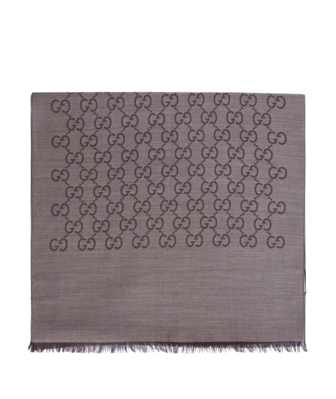 GUCCI Коричневый шелковый шарф, фото 1